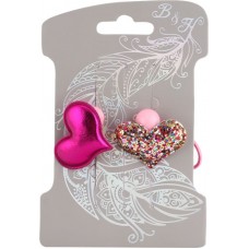 Набор резинок для волос B&H Сердце, с мульти блестками, розовое сердце, Арт. W0010, 2шт