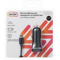 Купить Зарядное устройство для автомобиля LENTEL в комплекте с кабелем Usb A - micro-Usb 2,1A, черное Арт. 126844 в Ленте
