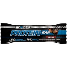 Купить Батончик протеиновый IRONMAN Protein Bar Кокос, в темной глазури, с коллагеном, 50г в Ленте