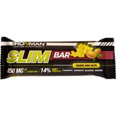 Купить Батончик IRONMAN Slim Bar Изюм-орех, в темной глазури, с L-карнитином, 50г в Ленте