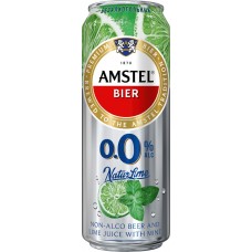 Купить Напиток пивной безалкогольный AMSTEL 0.0. Natur Лайм и мята нефильтрованный, пастеризованный осветленный, не более 0,3%, ж/б, 0.43л в Ленте