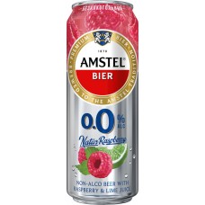 Напиток пивной безалкогольный AMSTEL 0.0. Natur Малина нефильтрованный, пастеризованный осветленный, не более 0,3%, ж/б, 0.43л