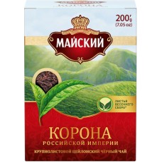 Чай черный МАЙСКИЙ Корона Российской Империи Цейлонский байховый листовой, 200г