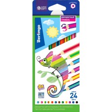 Купить Карандаши цветные BERLINGO SuperSoft 24 цвета, с двухцветным грифелем Арт. SS03924, 12шт в Ленте