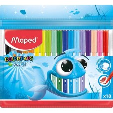Фломастеры MAPED Color'Peps Ocean суперсмываемые, 18 цветов, Арт. 845721
