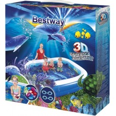 Бассейн надувной детский BESTWAY Undersea Adventure 778л 262x175x51см, с 3D-рисунком и 3D-очками, Арт. 54177
