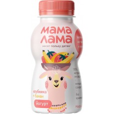 Купить Йогурт питьевой МАМА ЛАМА Клубника, банан 2,5%, без змж, 200г в Ленте
