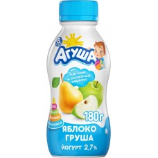 Купить Йогурт питьевой детский АГУША Яблоко, груша 2,7%, с 8 месяцев, без змж, 180г в Ленте