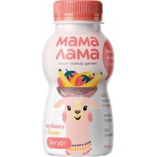 Йогурт питьевой МАМА ЛАМА Клубника, банан 2,5%, без змж, 200г