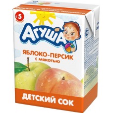 Сок АГУША Яблоко-персик, с 5 месяцев, 200мл