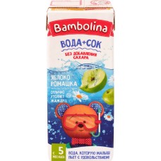 Купить Напиток BAMBOLINA Вода+сок, яблоко с экстрактом ромашки, с 5 месяцев, 200мл в Ленте