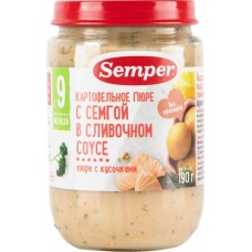 Купить Пюре рыбно-овощное SEMPER Картофельное пюре с семгой в сливочном соусе, с 12 месяцев, 190г в Ленте