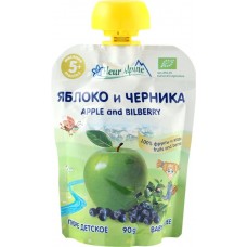 Пюре фруктово-ягодное FLEUR ALPINE Яблоко и черника Organic, с 5 месяцев, 90г