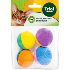 Игрушка для кошек TRIOL Мячик зефирный двухцветный, 4шт