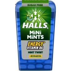 Купить Конфеты HALLS Mini mints mint twist c витамином B6 и экстрактом женьшеня, 12,5г в Ленте
