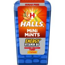 Купить Конфеты HALLS Mini mints mango-orange twist c витамином B6 и экстрактом гуараны, 12,5г в Ленте