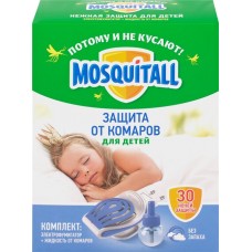 Комплект от комаров детский MOSQUITALL Нежная защита: Электрофумигатор + жидкость 30 ночей, 30мл