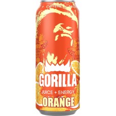 Напиток энергетический GORILLA Orange с соком апельсина тонизирующий без консервантов сильногазированный, 0.45л