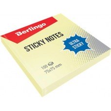 Купить Блок для записей BERLINGO Ultra Sticky 7,5х7,5см, с клеевым краем, 100 листов, пастельные цвета, в ассортименте в Ленте
