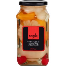 Коктейль фруктовый VEGDA в легком сиропе, 880мл