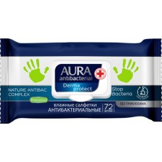 Салфетки влажные AURA Antibacterial Derma Protect антибактериальные, 72шт