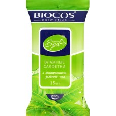 Салфетки влажные BIOCOS SPA Harmony, с экстрактом зеленого чая, 15шт