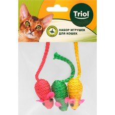Купить Игрушка для кошек TRIOL Мышки цветные 50мм, 3шт в Ленте