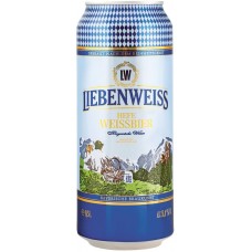 Пиво светлое LIEBENWEISS Hefe-Weissbier пшеничное нефильтрованное пастеризованное неосветленное, 5,1%, ж/б, 0.5л