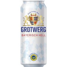 Пиво светлое GROTWERG Bayerisch Hell фильтрованное пастеризованное, 4,7%, ж/б, 0.5л