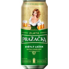 Пиво светлое PRAZACHKA Zlata Светлый Лагер фильтрованное пастеризованное 4,9%, 0.5л