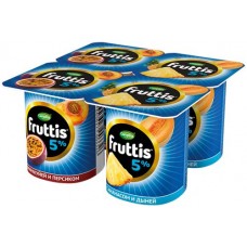 Продукт йогуртный FRUTTIS Сливочный Персик, маракуйя/Ананас, дыня 5%, без змж, 115г