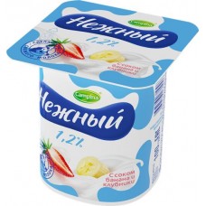 Продукт йогуртный CAMPINA Нежный с соком банана и клубники 1,2%, без змж, 100г