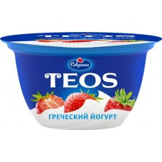 Купить Йогурт TEOS Греческий Клубника 2%, без змж, 140г в Ленте