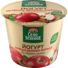 Купить Йогурт СЕЛО ЗЕЛЕНОЕ Печеное яблоко, корица 3,5%, без змж, 120г в Ленте
