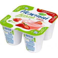 Йогурт НЕЖНЫЙ Легкий с соком клубники 0,1%, без змж, 95г