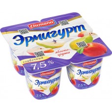 Продукт йогуртный EHRMANN Эрмигурт Экстра с яблоком и грушей 7,5%, без змж, 100г