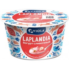 Купить Йогурт LAPLANDIA Сливочный с наполнителем Клубника, бисквит 7,1%, без змж, 180г в Ленте