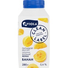 Йогурт питьевой VIOLA Clean Label с бананом 0,4%, без змж, 280г