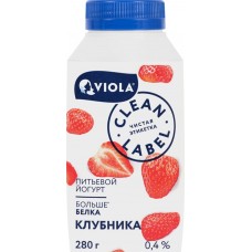 Купить Йогурт питьевой VIOLA Clean Label с клубникой 0,4%, без змж, 280г в Ленте