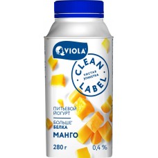 Йогурт питьевой VIOLA Clean Label с манго 0,4%, без змж, 280г