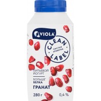 Йогурт питьевой VIOLA Clean Label с наполнителем гранат 0,4%, без змж, 280г
