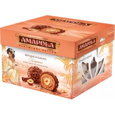 Конфеты вафельные АМАПОЛА Фундук и какао с какао-бобами глазированные, 100г