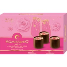 Конфеты шоколадные КОМИЛЬФО с шампанским, розой и малиной, 116г