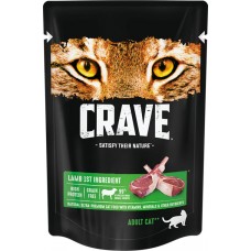 Корм консервированный для взрослых кошек CRAVE Ягненок, 70г