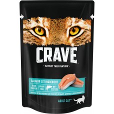 Купить Корм консервированный для взрослых кошек CRAVE Лосось, 70г в Ленте