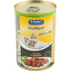 Купить Корм консервированный для взрослых кошек DR.CLAUDERS с курицей в соусе, 415г в Ленте