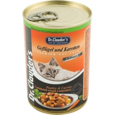 Корм консервированный для взрослых кошек DR.CLAUDERS с домашней птицей и морковью, 415г