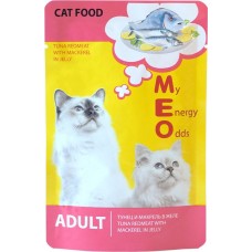 Корм консервированный для взрослых кошек MEO Тунец и макрель в желе, 80г