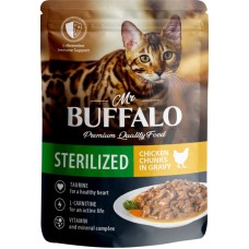 Корм влажный для кошек MR.BUFFALO Sterilized Цыпленок в соусе, для стерилизованных, 85г