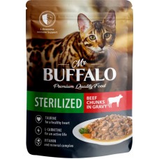 Корм влажный для кошек MR.BUFFALO Sterilized Говядина в соусе, для стерилизованных, 85г